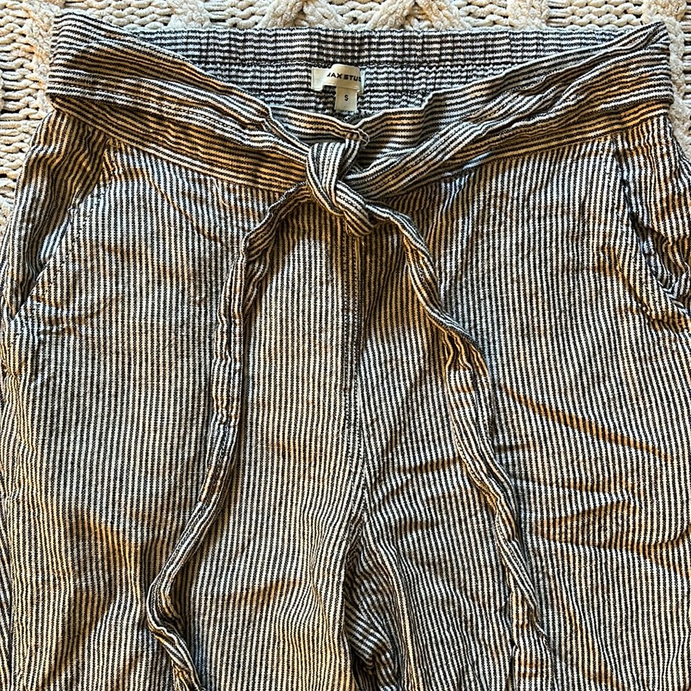 Cuffed linen Max Studio striped pants